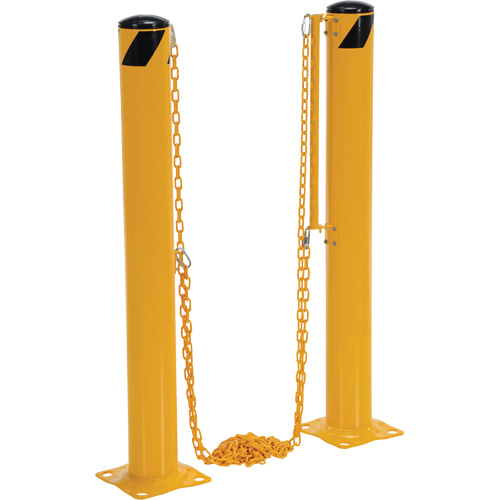 Dock Chain Barrier Bollard System, Steel, 42" H x 6-5/8" W, Yellow Seagulf Marine Industries Inc.