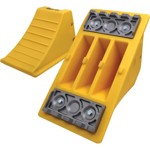 40 Ton Large Equipment Wheel Chock with Aluminum Cleats, Urethane, Yellow Seagulf Marine Industries Inc.