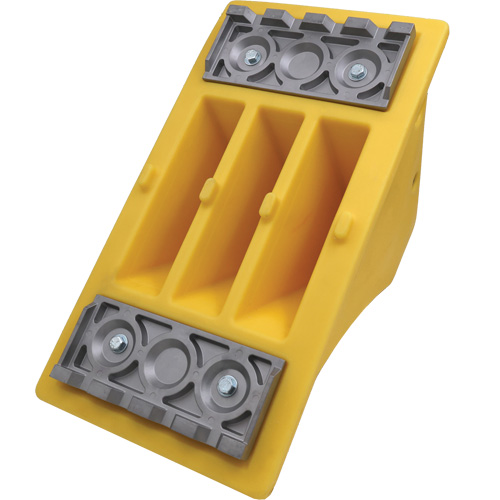 75 Ton Large Equipment Wheel Chock with Aluminum Cleats, Urethane, Yellow Seagulf Marine Industries Inc.