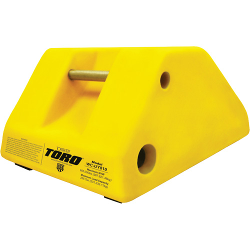 255 Ton Large Equipment Wheel Chock with Handle & Hole, Urethane, Yellow Seagulf Marine Industries Inc.