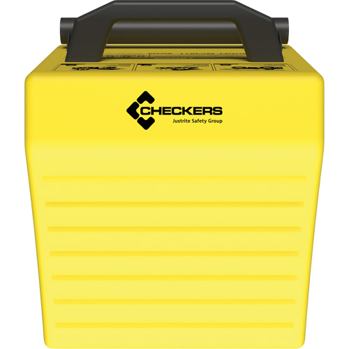 Cale de roue ultra-robuste pour l'exploitation mini&egrave;re Checkers Safety, PEHD, Jaune, 14-1/2" la x 17-1/2" p x 16" h Seagulf Marine Industries Inc.