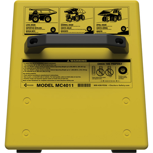 Cale de roue ultra-robuste pour l'exploitation mini&egrave;re Checkers Safety sans support, PEHD, Jaune, 14-1/2" la x 17-1/2" p x 16" h Seagulf Marine Industries Inc.