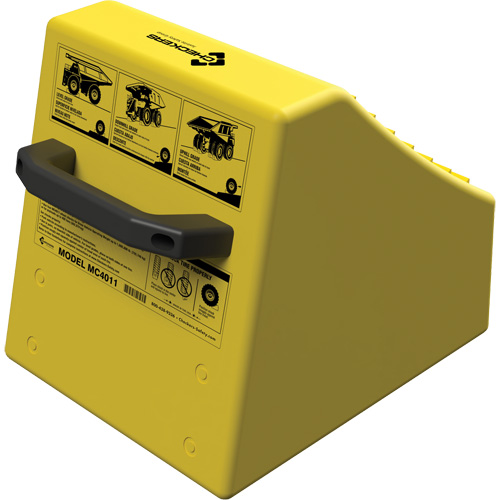 Cale de roue ultra-robuste pour l'exploitation mini&egrave;re Checkers Safety sans support, PEHD, Jaune, 14-1/2" la x 17-1/2" p x 16" h Seagulf Marine Industries Inc.