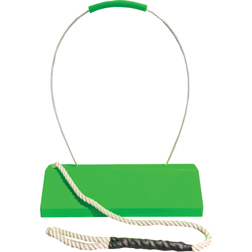 Cale de roue pour avion Checkers Safety SafeRay avec poign&eacute;e ergonomique &agrave; cordage en boucle, Ur&eacute;thane, Vert fluorescent, 24" la x 8" p x 6" h Seagulf Marine Industries Inc.