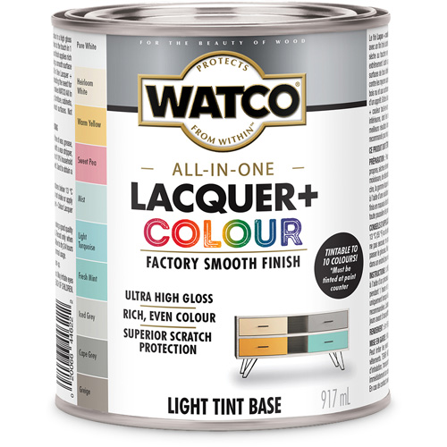 Composant de base clair pour finition laqu&eacute;e + couleur tout-en-un Watco, 946 ml, Base &agrave; ton clair, Tr&egrave;s brillant Seagulf Marine Industries Inc.