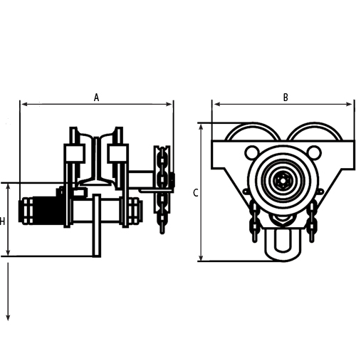 Adjustable Trolleys, 1000 lbs. (0.5 tons) Capacity, 2-11/16" - 5-1/4" Seagulf Marine Industries Inc.