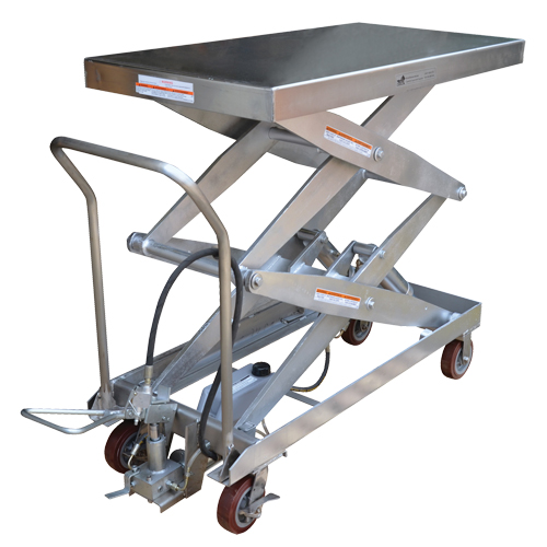 Pneumatic Hydraulic Scissor Lift Table, Stainless Steel, 47-1/4" L x 24" W, 1500 lbs. Cap. Seagulf Marine Industries Inc.