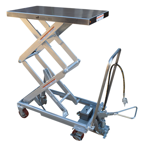 Pneumatic Hydraulic Scissor Lift Table, Stainless Steel, 35-1/2" L x 20" W, 800 lbs. Cap. Seagulf Marine Industries Inc.