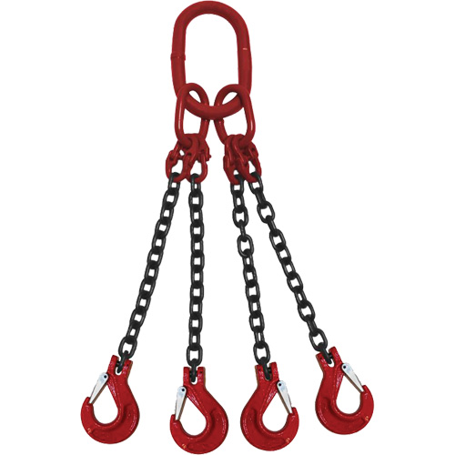 Chain Sling, Grade 80 Chain, Quadruple Legs, Oblong & Slip Hooks, 1/2" x 10' Seagulf Marine Industries Inc.
