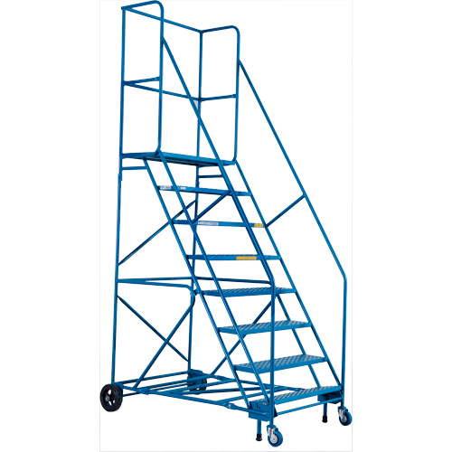 Escabeau roulant certifi&eacute; par la CSA avec pied verrouillable, 8 marches, Largeur de la marche 30", Hauteur de la plateforme 72", Acier Seagulf Marine Industries Inc.