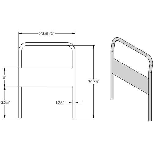 Poign&eacute;e chrom&eacute;e de 24" pour chariot &agrave; plateforme Seagulf Marine Industries Inc.