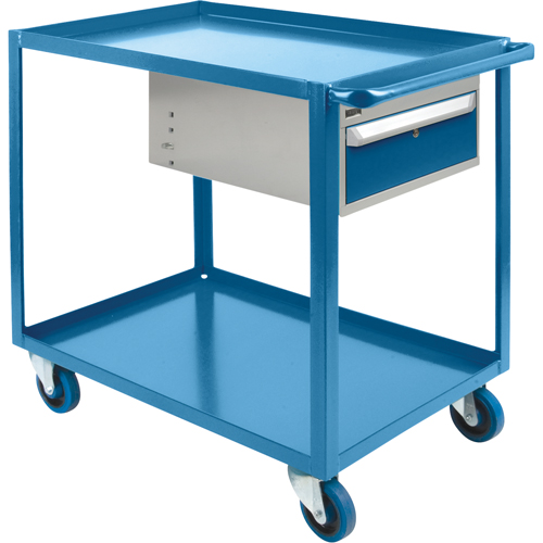 Chariots &agrave; tablettes avec tiroir, 1200 lb Capacit&eacute;, Acier, 24" x la, 36" x ha, 48" p, Roues en Caoutchouc, Enti&egrave;rement soud&eacute;, 1 tirroirs Seagulf Marine Industries Inc.