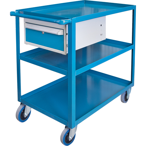 Chariots &agrave; tablettes avec tiroir, 1200 lb Capacit&eacute;, Acier, 24" x la, 36" x ha, 36" p, Roues en Caoutchouc, Enti&egrave;rement soud&eacute;, 1 tirroirs Seagulf Marine Industries Inc.
