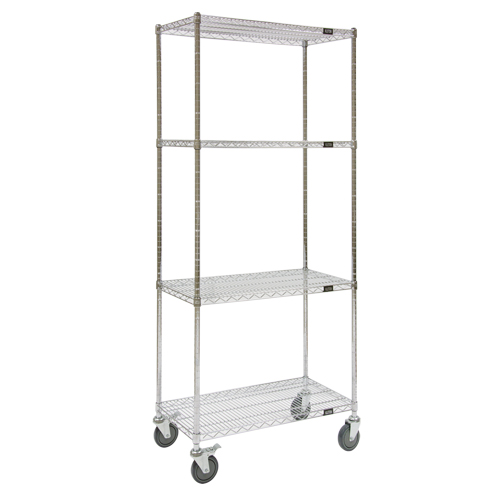 Wire Shelf Cart, Chrome Plated, 36" x 80" x 24", 800 lbs. Capacity Seagulf Marine Industries Inc.