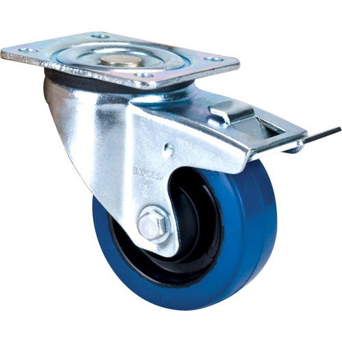 Blue Caster, Swivel with Brake, 4" (101.6 mm), Rubber, 350 lbs. (158.8 kg.) Seagulf Marine Industries Inc.
