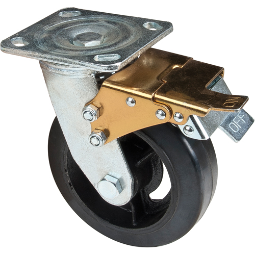 Roulette moul&eacute;, Pivotant avec frein, 6" (152,4 mm), Caoutchouc, 550 lb (249 kg) Seagulf Marine Industries Inc.
