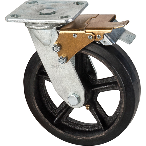 Roulette moul&eacute;, Pivotant avec frein, 8" (203,2 mm), Caoutchouc, 660 lb (299 kg) Seagulf Marine Industries Inc.