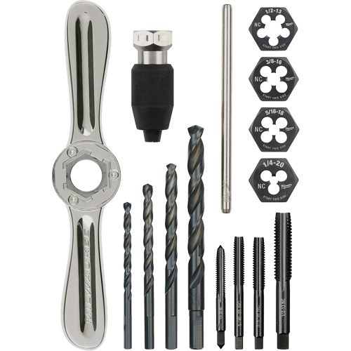 Tap and Die Set with Hex-Lok 2-in-1 Handle, 15 Pieces Seagulf Marine Industries Inc.
