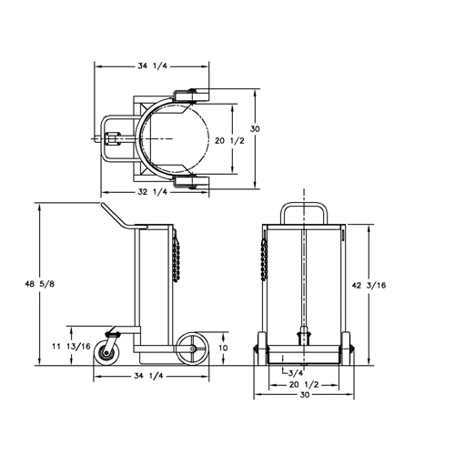 Large Liquid Gas Cylinder Truck LCC, Polyurethane Wheels, 20" W x 20" D Base, 1000 lbs. Seagulf Marine Industries Inc.