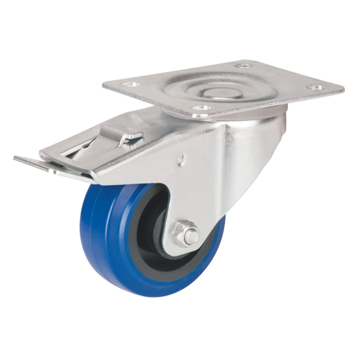 Blue Caster, Swivel with Brake, 3" (76 mm), Rubber, 285 lbs. (129 kg.) Seagulf Marine Industries Inc.