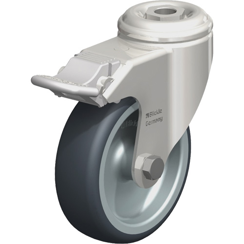 Roulette en &eacute;lastom&egrave;re thermoplastique acier inoxydable, Pivotant avec frein, Diam&egrave;tre 4" (102 mm), Capacit&eacute; 240 lb (108 kg) Seagulf Marine Industries Inc.