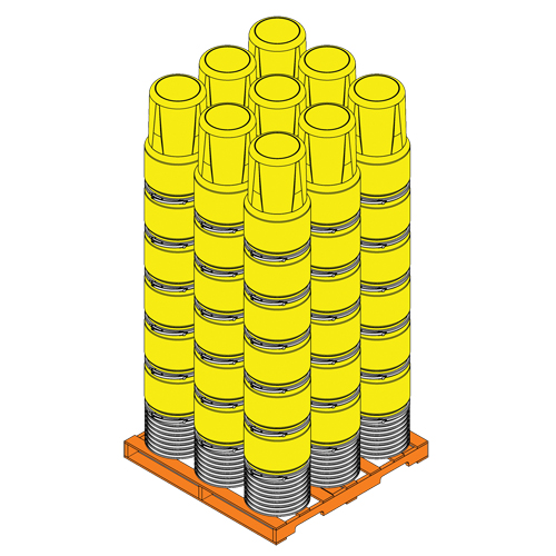 Nestable Polyethylene Drum, 14 US gal (11.7 imp. gal.), Open Top, Yellow Seagulf Marine Industries Inc.