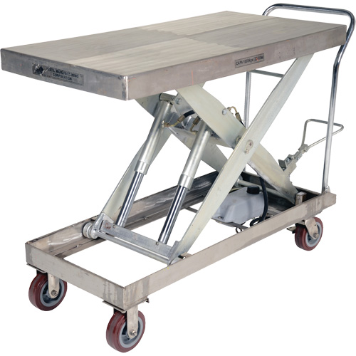 Manual Hydraulic Scissor Lift Table, 47" L x 24" W, Partial Stainless Steel, 2000 lbs. Capacity Seagulf Marine Industries Inc.