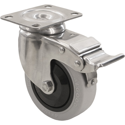 2309 Caster with Double Locking Brake, Swivel with Brake, 4" (101.6 mm), Envirothane Grey, 350 lbs. (158.8 kg.) Seagulf Marine Industries Inc.