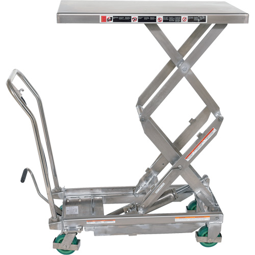 Manual Hydraulic Scissor Lift Table, 36-1/4" L x 19-3/8" W, Stainless Steel, 600 lbs. Capacity Seagulf Marine Industries Inc.