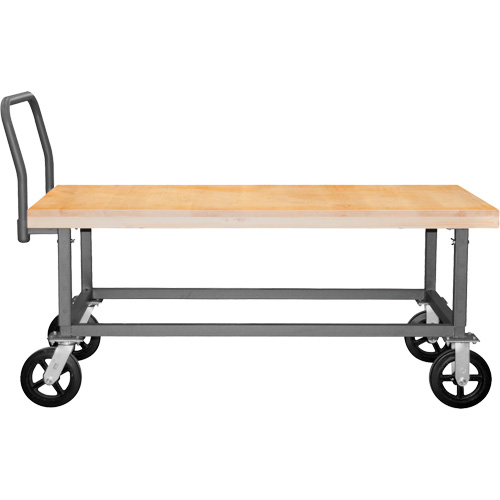 Adjustable Wood Deck Platform Truck, 48" L x 24" W, 1800 lbs. Capacity, Mold-on Rubber Casters Seagulf Marine Industries Inc.