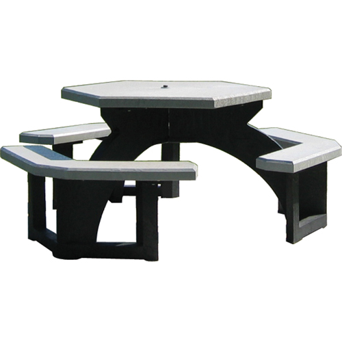 Recycled Plastic Hexagon Picnic Tables, 78" L x 78" W, Grey Seagulf Marine Industries Inc.