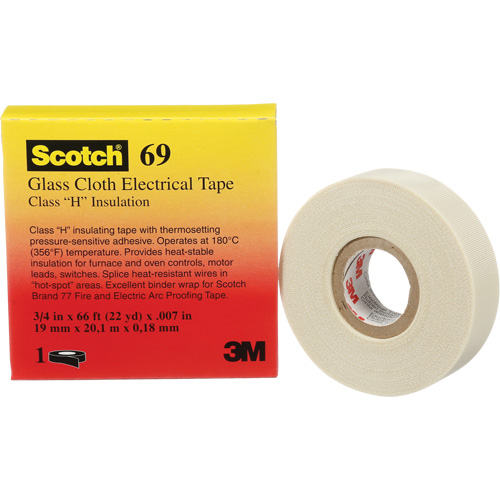 Ruban en tissu de verre Scotch, 19 mm (3/4") la x 20 m (66') lo, 7 mils, Blanc Seagulf Marine Industries Inc.