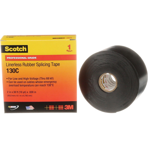 Ruban d'&eacute;pissage sans support en caoutchouc de calibre professionnel Scotch, 50,8 mm (2") la x 9 m (30') lo, 30 mils, Noir Seagulf Marine Industries Inc.