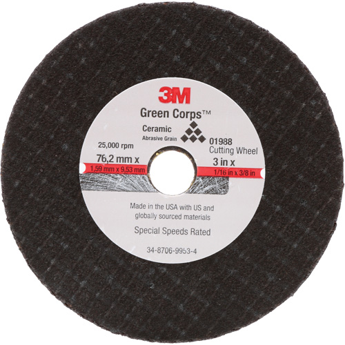 General-Purpose Cut-Off Wheel, 3" x 1/16", 3/8" Arbor, Type 27, Aluminum Oxide, 25000 RPM Seagulf Marine Industries Inc.