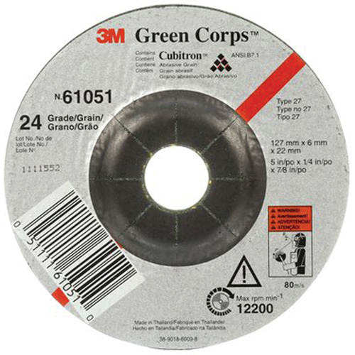 Green Corps Flexible Grinding Wheel, 5" x 1/4", 7/8" Arbor, Ceramic, Type 1 Seagulf Marine Industries Inc.