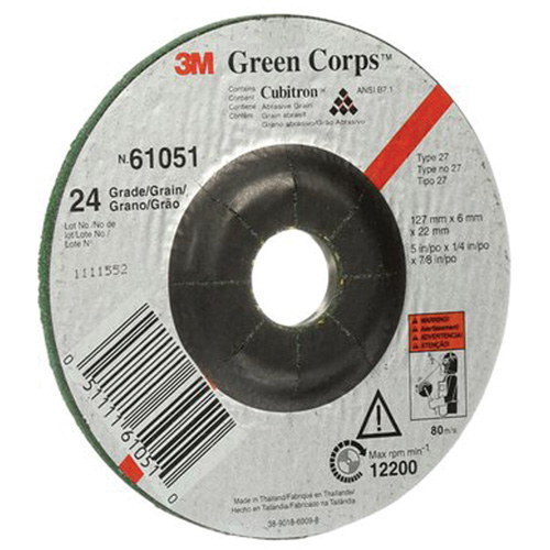 Green Corps Flexible Grinding Wheel, 5" x 1/4", 7/8" Arbor, Ceramic, Type 1 Seagulf Marine Industries Inc.