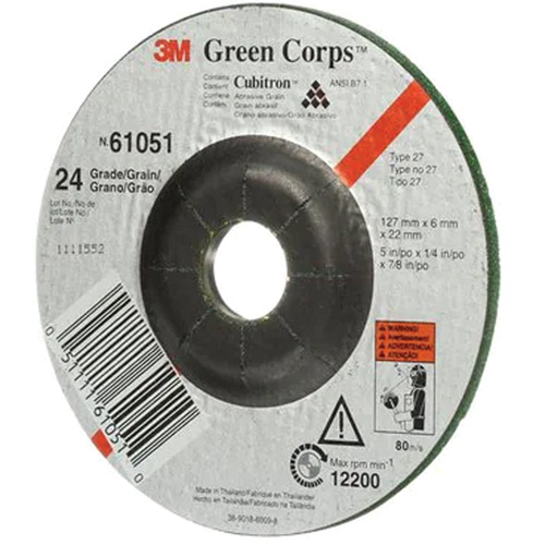 Green Corps Flexible Grinding Wheel, 5" x 1/4", 7/8" Arbor, Ceramic, Type 1 Seagulf Marine Industries Inc.