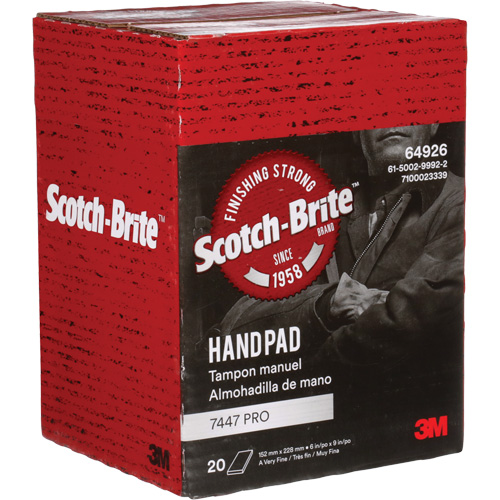 Scotch-Brite 7447 Hand Pads, Aluminum Oxide, 9" x 6", Very Fine Grit Seagulf Marine Industries Inc.