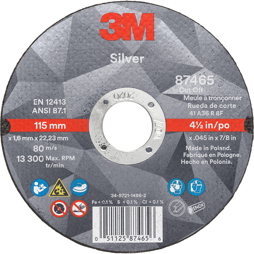 Silver Cut-Off Wheel, 4" x 0.035", 1/4" Arbor, Type 1, Ceramic, 19100 RPM Seagulf Marine Industries Inc.