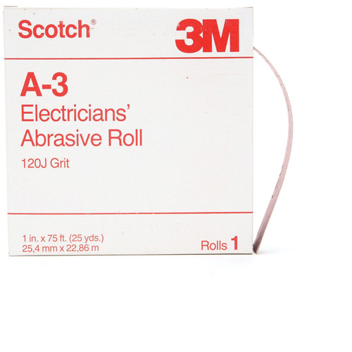 Scotch&reg; A-3 Electrician's Abrasive Roll, Aluminum Oxide, 1" W x 75' L, 120 Grit Seagulf Marine Industries Inc.