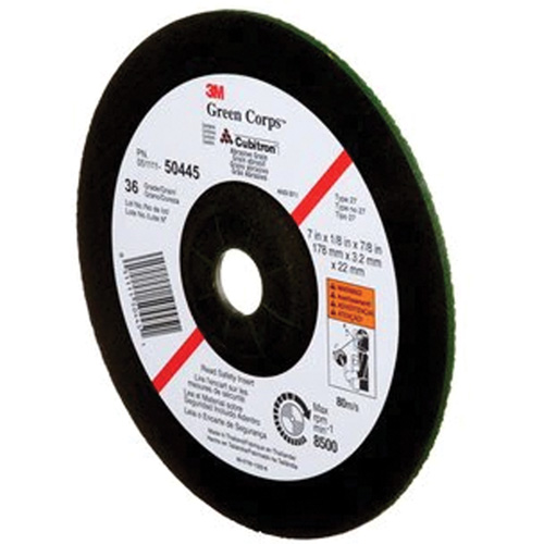 Green Corps Depressed Centre Wheel, 7" x 1/8", 7/8" Arbor, Ceramic, Type 27 Seagulf Marine Industries Inc.