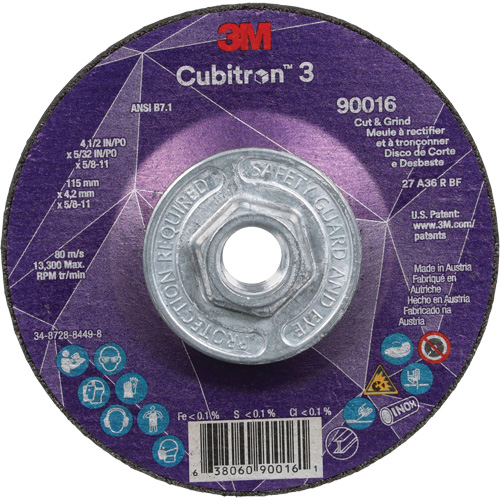 Meule &agrave; couper & tronçonner Cubitron 3, 4-1/2" x 5/32", Arbre de 5/8"-11, Type T27, Grain de 36+, C&eacute;ramique Seagulf Marine Industries Inc.