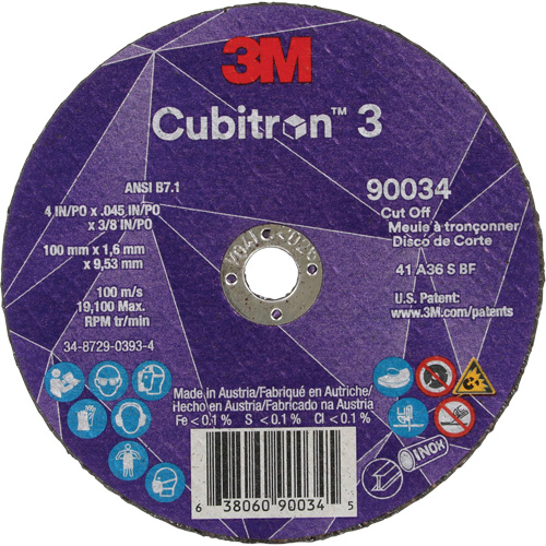 Cubitron 3 Cut-Off Wheel, 4" x 0.045", 3/8" Arbor, Type T1, Ceramic, 21000 RPM Seagulf Marine Industries Inc.