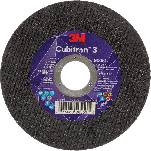 Meule &agrave; tronçonner Cubitron 3, 4-1/2" x 0,04", Arbre de 7/8", Type T1, C&eacute;ramique, 13 300 Tr/min Seagulf Marine Industries Inc.