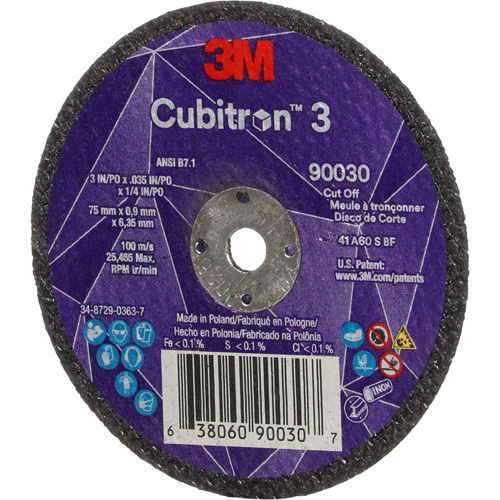 Meule &agrave; tronçonner Cubitron 3, 3" x 0,035", Arbre de 1/4", Type T1, C&eacute;ramique, 21000 Tr/min Seagulf Marine Industries Inc.