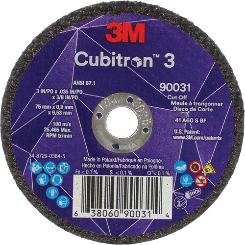 Cubitron 3 Cut-Off Wheel, 3" x 0.035", 3/8" Arbor, Type T1, Ceramic, 21000 RPM Seagulf Marine Industries Inc.