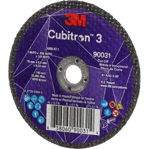 Cubitron 3 Cut-Off Wheel, 3" x 0.035", 3/8" Arbor, Type T1, Ceramic, 21000 RPM Seagulf Marine Industries Inc.