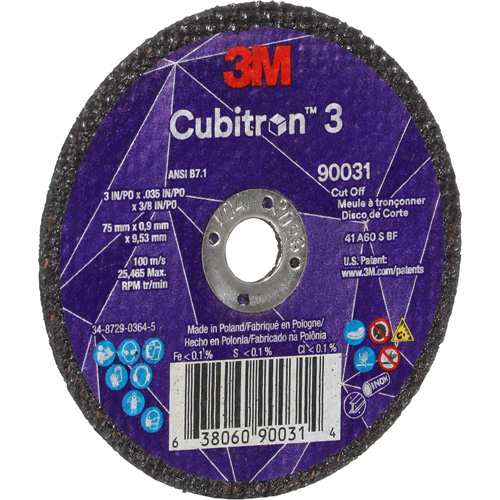 Cubitron 3 Cut-Off Wheel, 3" x 0.035", 3/8" Arbor, Type T1, Ceramic, 21000 RPM Seagulf Marine Industries Inc.
