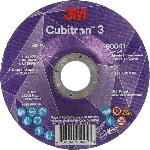 Cubitron 3 Cut-Off Wheel, 4-1/2" x 0.045", 7/8" Arbor, Type T27, Ceramic, 13300 RPM Seagulf Marine Industries Inc.