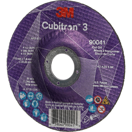 Cubitron 3 Cut-Off Wheel, 4-1/2" x 0.045", 7/8" Arbor, Type T27, Ceramic, 13300 RPM Seagulf Marine Industries Inc.